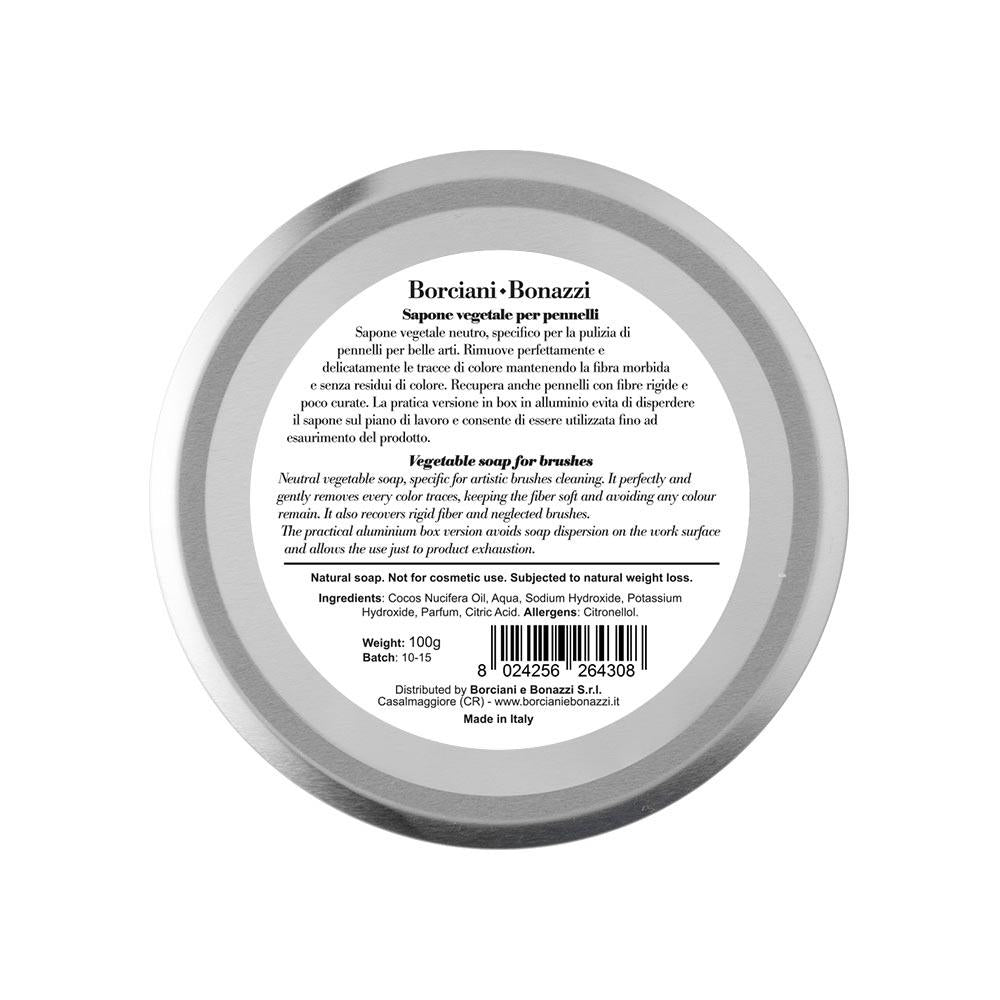 Borciani Bonazzi Vegetable soap for brushes in an aluminum box, 3.5 oz