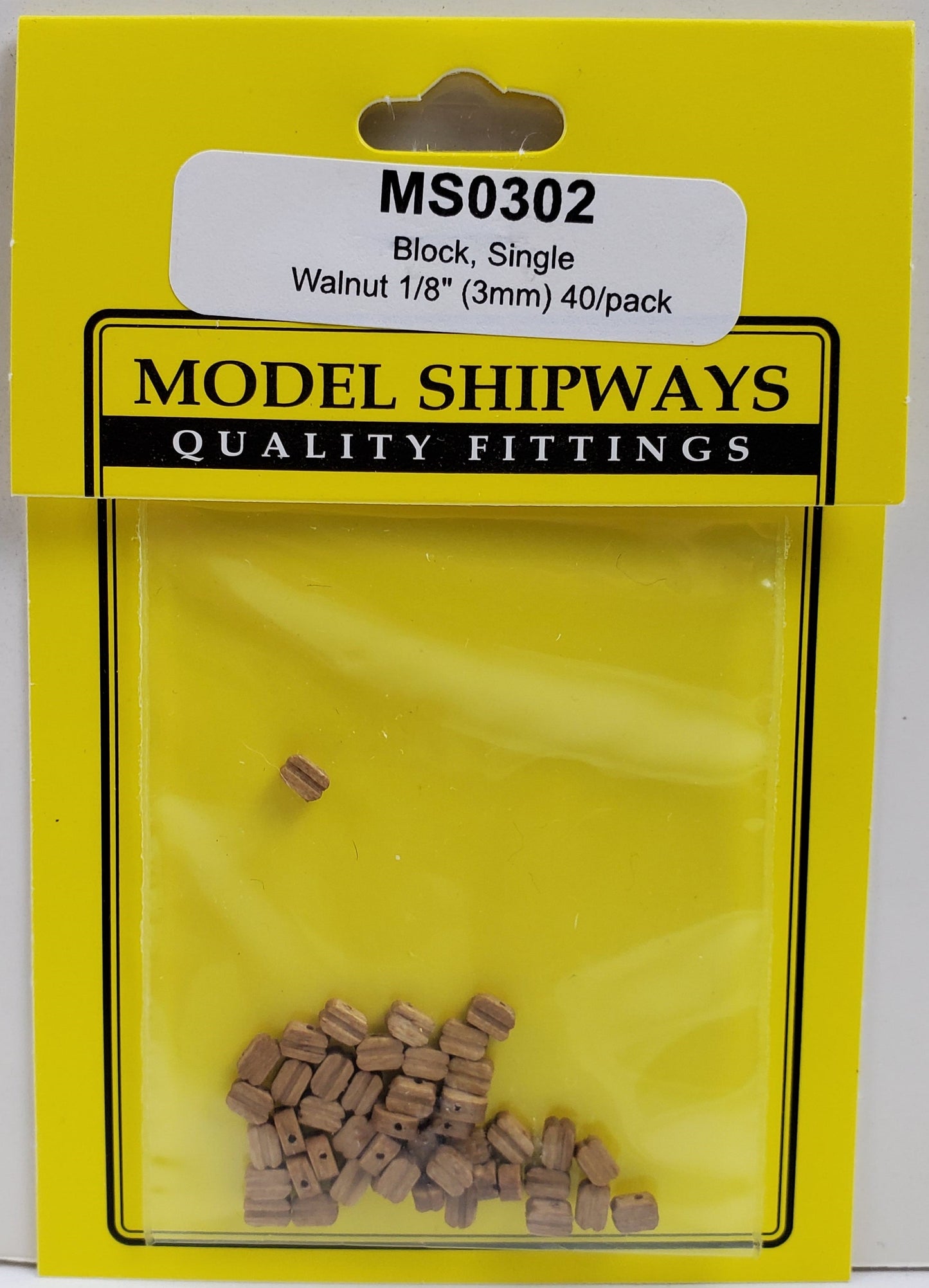 Model Expo - 1/8" (3mm) Walnut Single Sheave Block 40 pcs