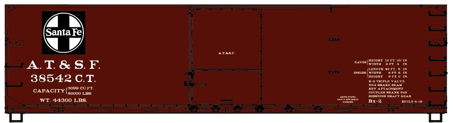 Accurail - HO 40'DS Wd BC ATSF Singles fr/3 Car Set