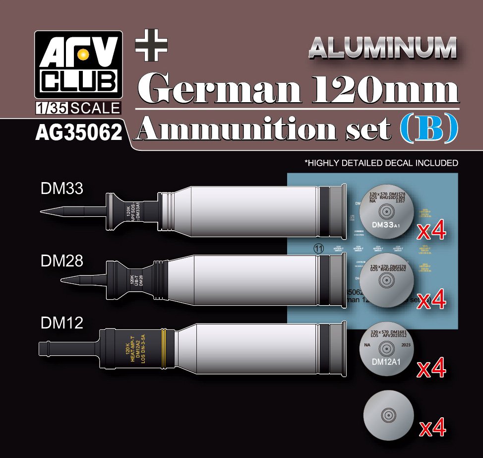 AFV Club - German 120mm Ammo Set B Aluminum 1:35