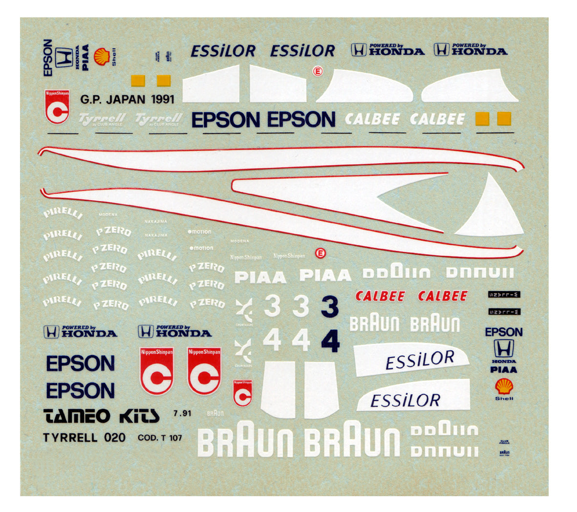 Tameo - TMK140 Tyrrell 020 Honda - 1991 - White Metal Car Kit - Scale 1:43, Made in Italy