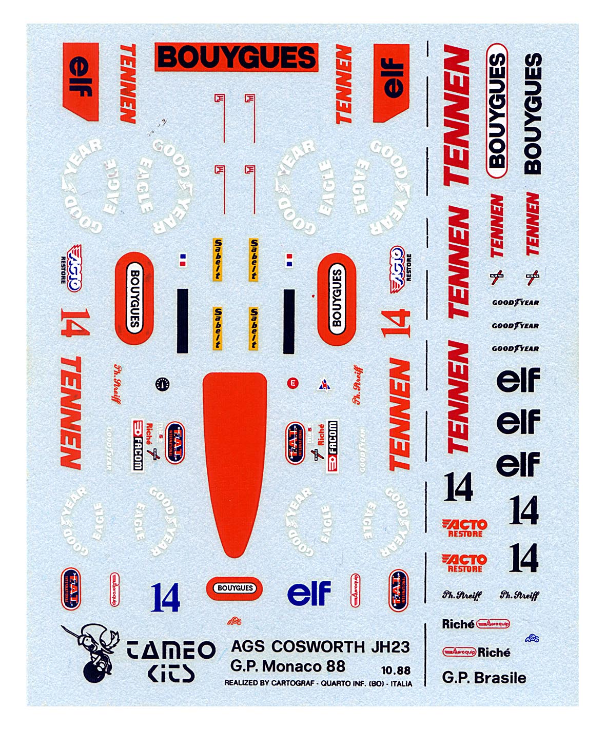 Tameo - TMK080 AGS JH23 Cosworth - 1988 - White Metal Car Kit - Scale 1:43, Made in Italy