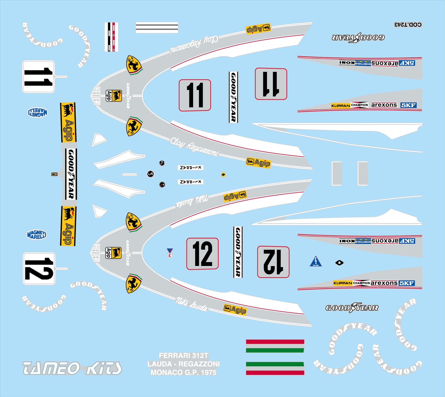 Tameo - WCT075 Ferrari 312T - 1975 Monaco Grand Prix - White Metal Car Kit - Scale 1:43, Made in Italy