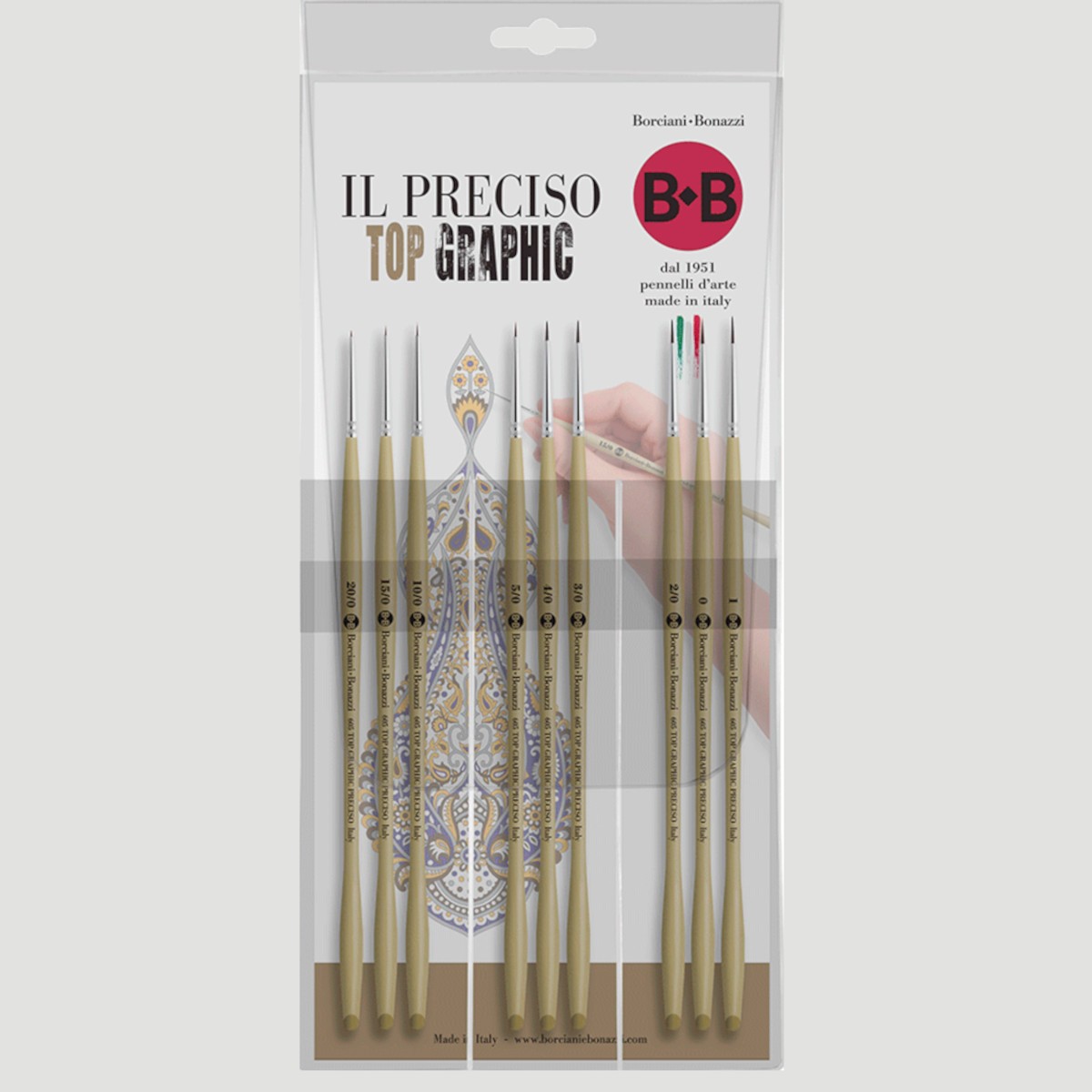 Borciani e Bonazzi 26742 "IL PRECISO" Top Graphic 9 Brush Kit
