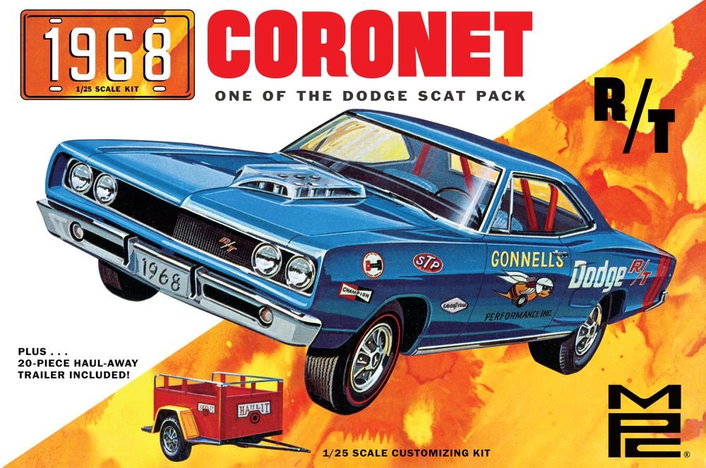 MPC - '68 Dodge Coronet Hardtop w/trailer 1:25