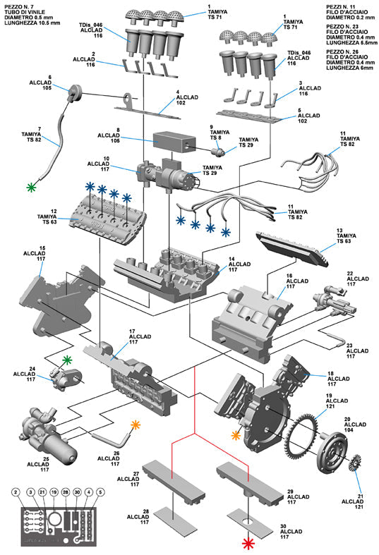 Tameo - 1967 - 1976 Ford Cosworth DFV F1 V8 Engine 1:43 Scale Kit