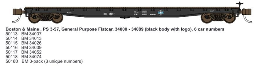 Wheels Of Time - N 53'6'GP Flatcar B&M 34074