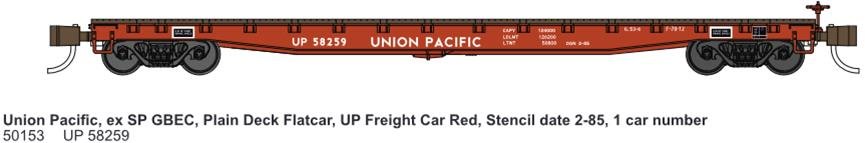 Wheels Of Time - N 53'6'Plain Deck Flatcar UP 58259