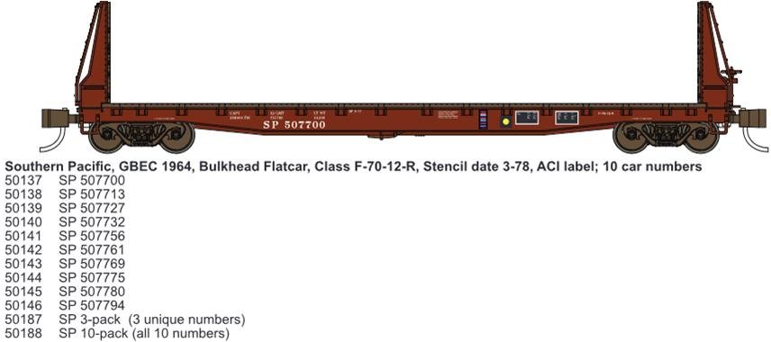 Wheels Of Time - N 53'6'GP Flatcar SP 10Pak