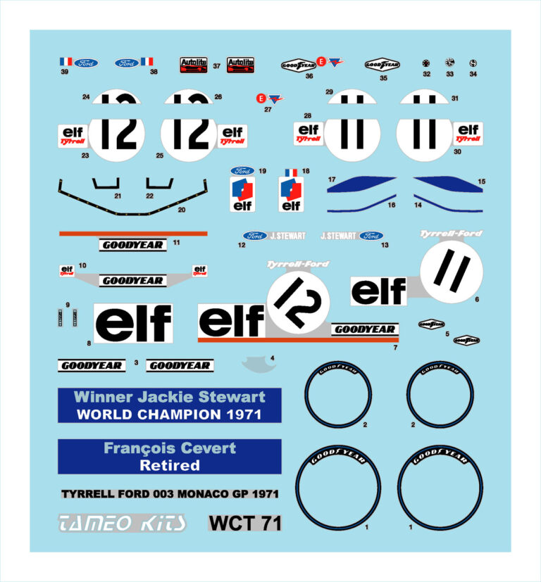 Tameo - WCT071 Tyrrell 03 Ford GP Monaco 1971 1:43 Scale