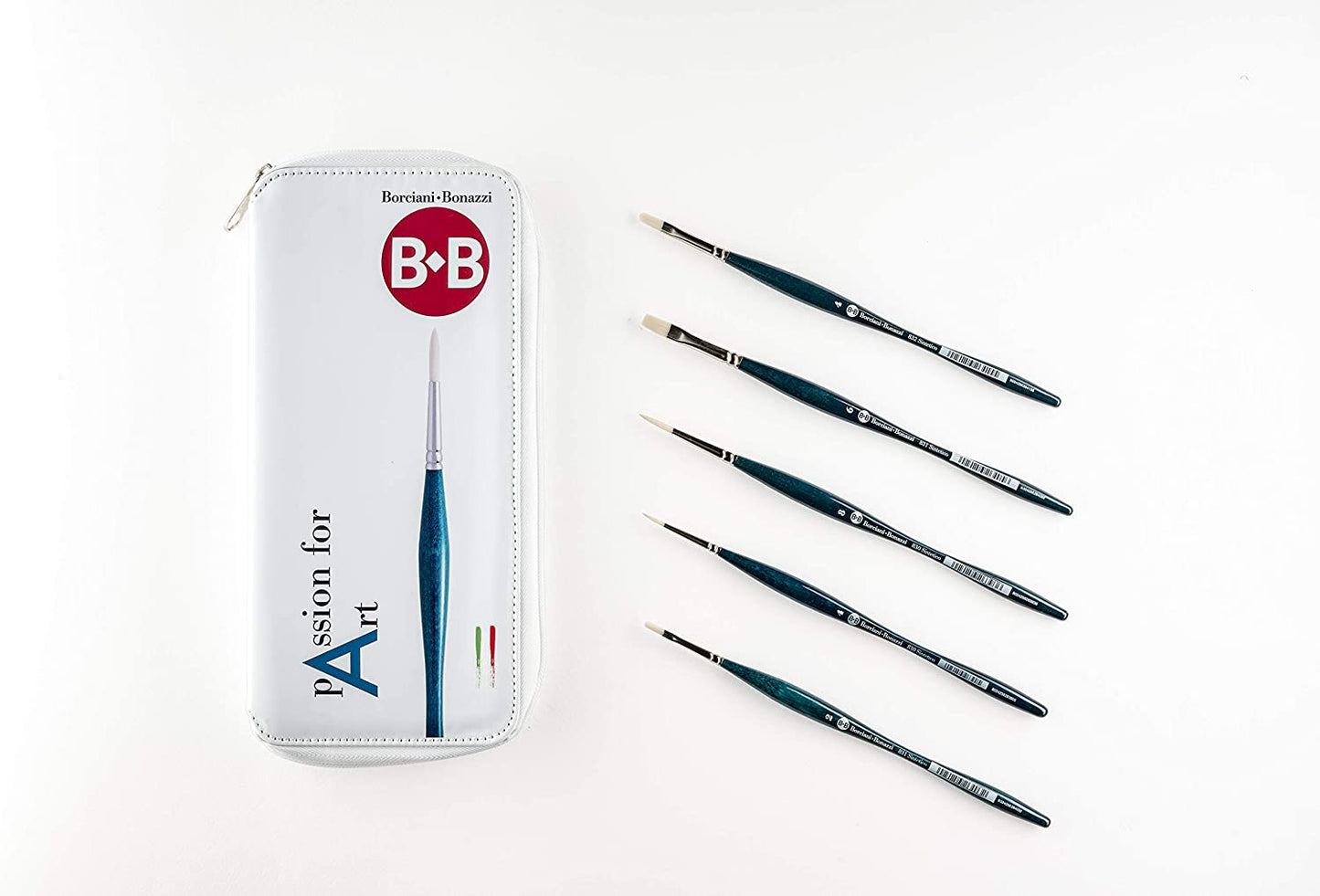 BORCIANI BONAZZI Passion for Art kit - 5 anti-rolling brushes, UNICO Off-white fiber