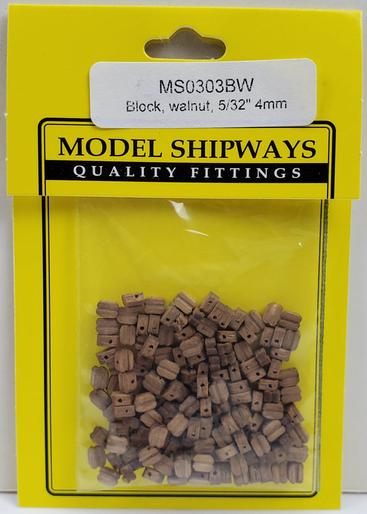 Model Expo - 5/32" (4mm) Walnut Single Sheave Block 150 pcs