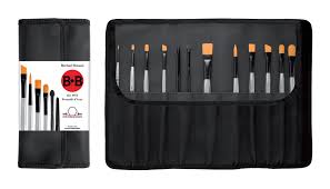 12 ANTI-ROLLING EXAGONAL BRUSHES SET, GOLD SYNTHETIC,ANODIZED ALUMINIUM FERRULE, SHORT SHAPED HANDLE