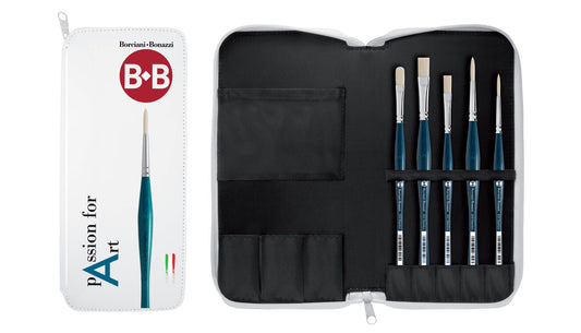 BORCIANI BONAZZI Passion for Art kit - 5 anti-rolling brushes, UNICO Off-white fiber