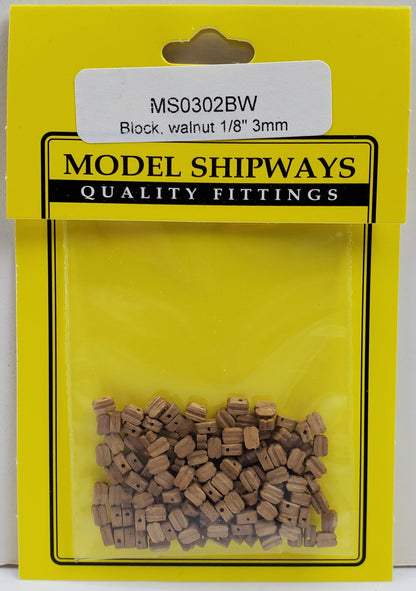 Model Expo - 1/8" (3mm) Walnut Single Sheave Block 150 pcs