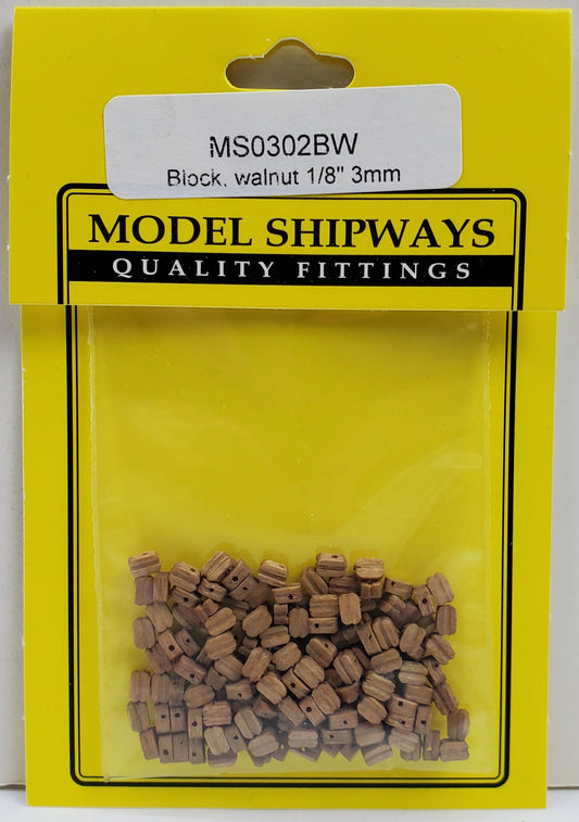 Model Expo - 1/8" (3mm) Walnut Single Sheave Block 150 pcs