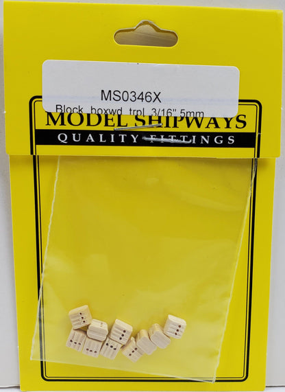 Model Expo - 3/16" (5mm) Boxwood Triple Sheave Block 20 pcs