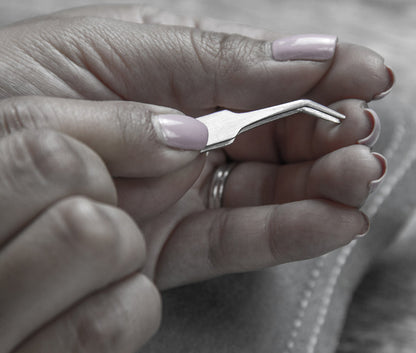 SONA 3" Mini Tweezers Curved Point Tip, Stainless Steel , PVC Pouch