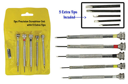 5-Pc. Precision Screwdriver Set, Steel Tips: 0.8, 1.0, 1.2, 1.4, 1.6mm