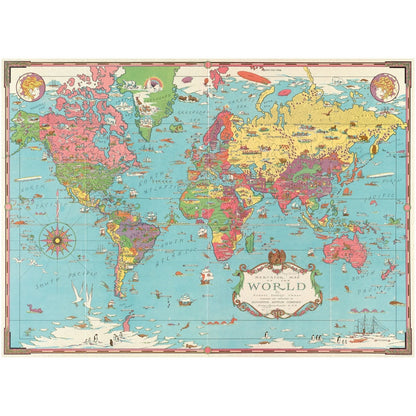 Michele Wilson Puzzles - ILLUSTRATED WORLD MAP - (750)