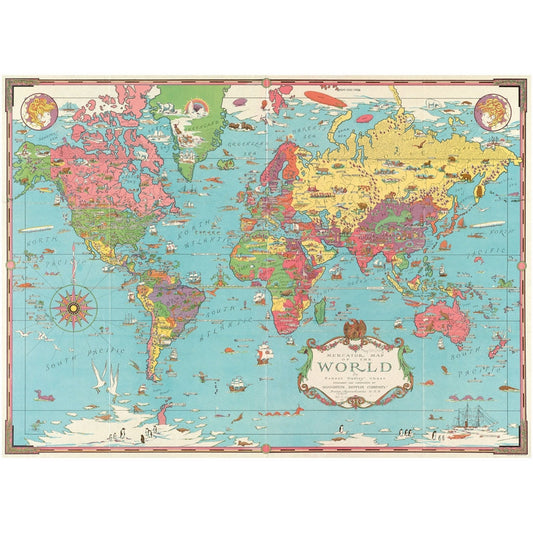Michele Wilson Puzzles - ILLUSTRATED WORLD MAP - (750)