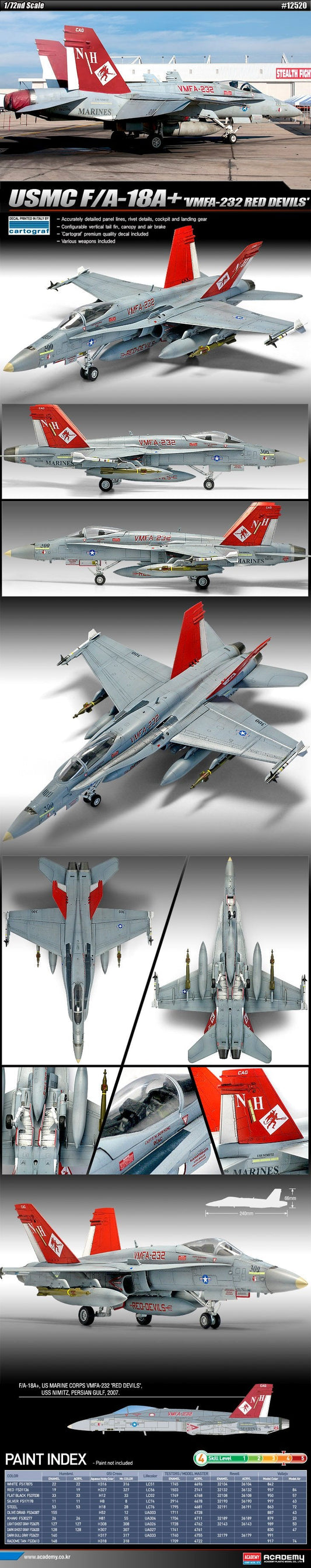 Academy - F/A 18A Usmc Vmfa-232 Red Devils 1:72