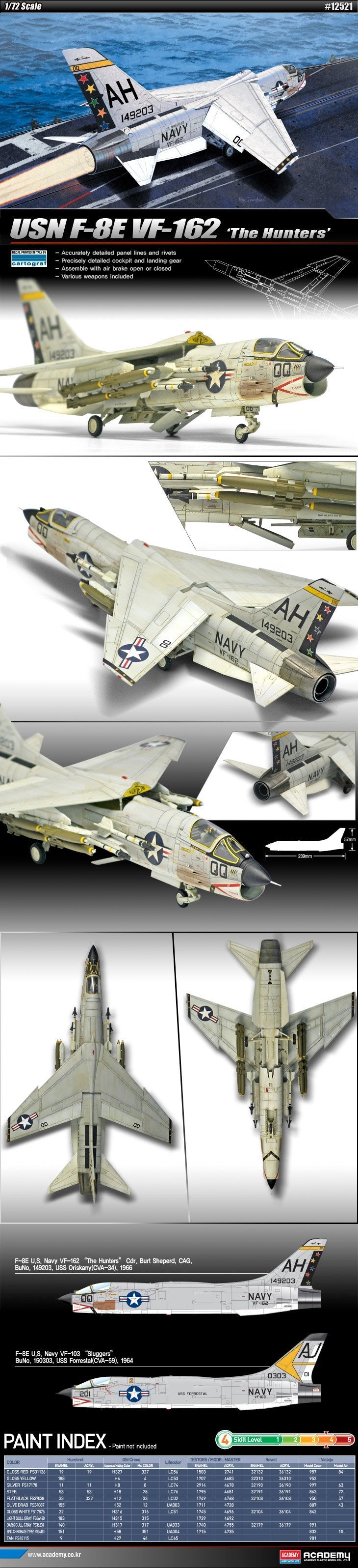 Academy - F 8E Vg 162 The Hunters Usn:72