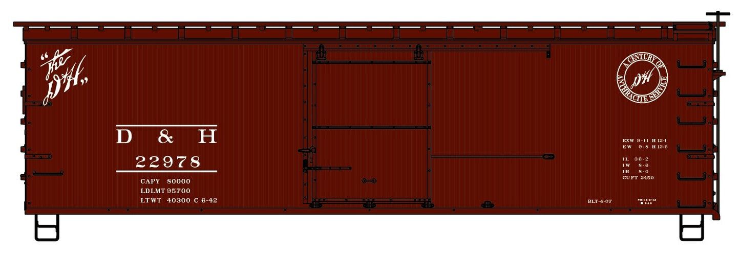 Accurail - Ho 36'Dbl Sht Wd Boxcar D&H