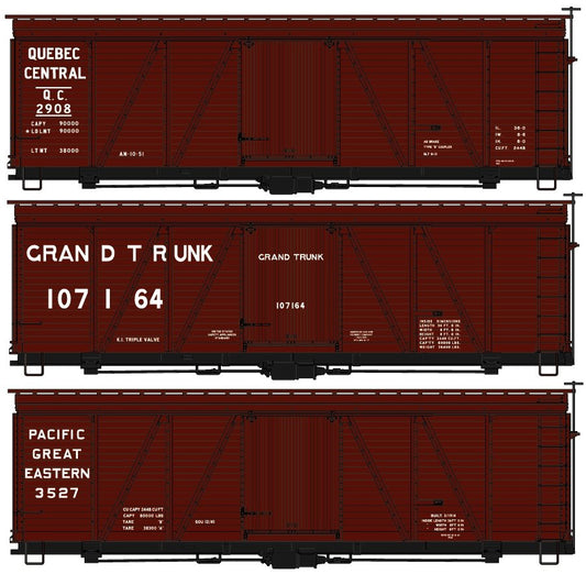 Accurail - 36' Fowler Wood Boxcar 3pk QC,GT,PGE
