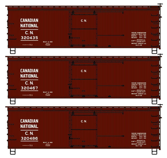 Accurail - HO 36' Double Sheath Wood Boxcar CN 3PK