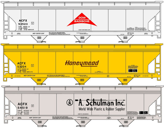 Accurail - HO Private Owner 3bay ACF Cv Hopper 3pc