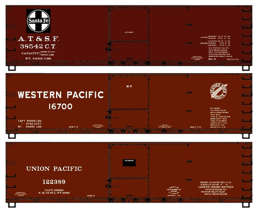 Accurail - HO 40'DS Wood Boxcar Private Owners 3pc