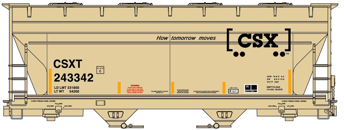 Accurail - HO ACF 2 Bay CV Hopper CSX Singles