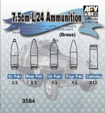 AFV Club - German 7.5cm Kwk L/24 Ammo :35