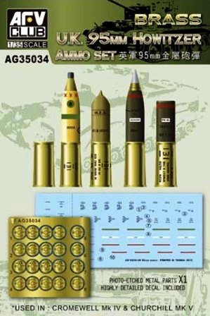AFV Club - UK 95mm Howitzer Brass Ammo 1:35