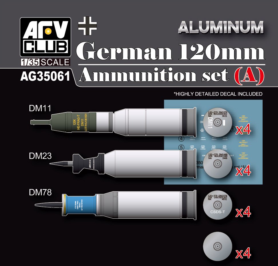 AFV Club - German 120mm Ammo Set A Aluminum 1:35
