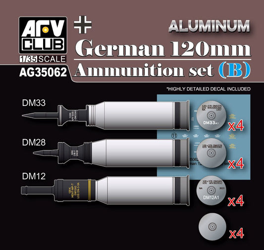 AFV Club - German 120mm Ammo Set B Aluminum 1:35