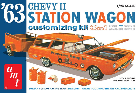 AMT - '63 Chevy II Station Wagon w Trailr 1:25