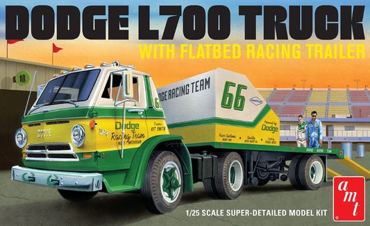AMT - '66 Dodge L700 Truck w/flatbed race trlr