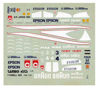 Tameo - TMK140 Tyrrell 020 Honda - 1991 - White Metal Car Kit - Scale 1:43, Made in Italy