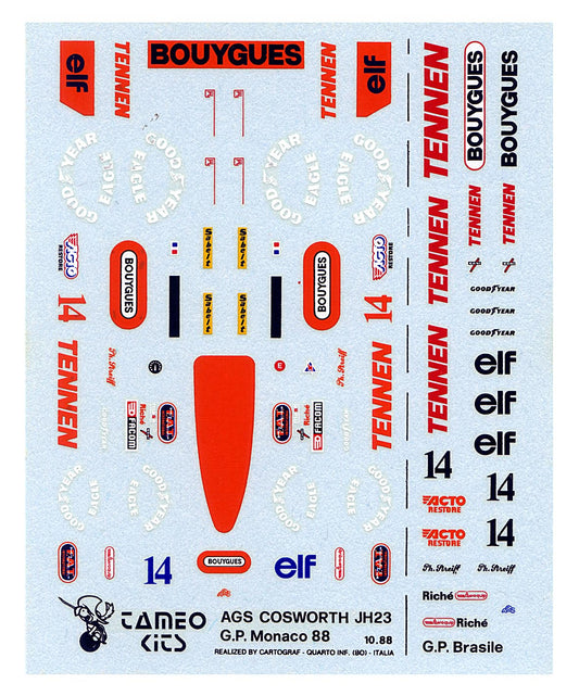 Tameo - TMK080 AGS JH23 Cosworth - 1988 - White Metal Car Kit - Scale 1:43, Made in Italy