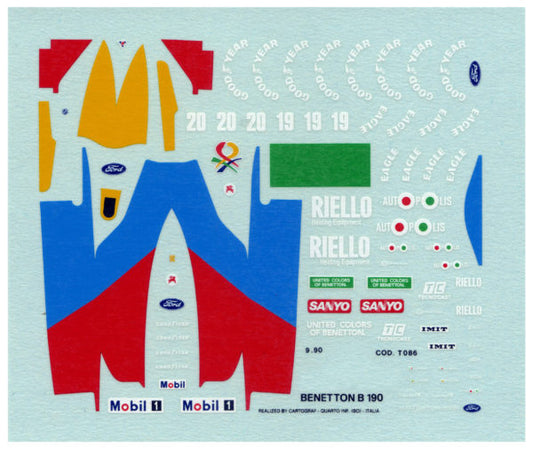 Tameo - TMK131 Benetton B-190 Ford- 1990 - White Metal Car Kit - Scale 1:43, Made in Italy