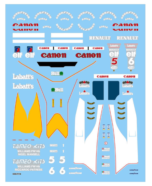 Tameo - TMK153 Williams F-14b Renault - 1992 - White Metal Car Kit - Scale 1:43, Made in Italy