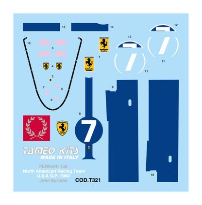 Tameo - Ferrari 158 - 1964 - White Metal Car Kit Scale 1:43
