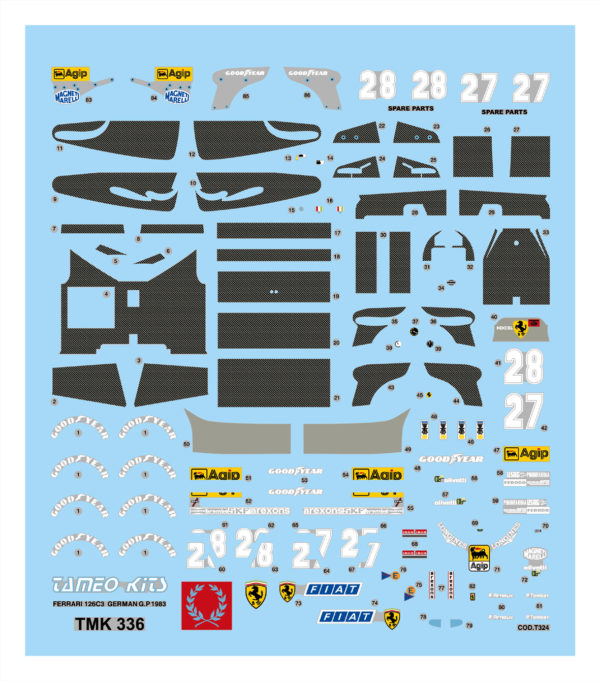 Tameo - TMK336 Ferrari 126 C3 - 1983 - White Metal Car Kit - Scale 1:43, Made in Italy