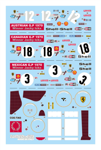 Tameo - TMK366 Ferrari 312B - 1970 - White Metal Car Kit - Scale 1:43, Made in Italy