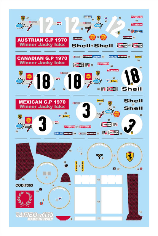 Tameo - TMK366 Ferrari 312B - 1970 - White Metal Car Kit - Scale 1:43, Made in Italy