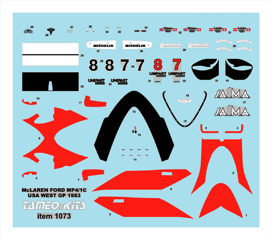 Tameo - Kit CPK004 McLaren MP4/1C Ford - 1983 U.S.A. West Grand Prix - White Metal Car Kit - Scale 1:43, Made in Italy