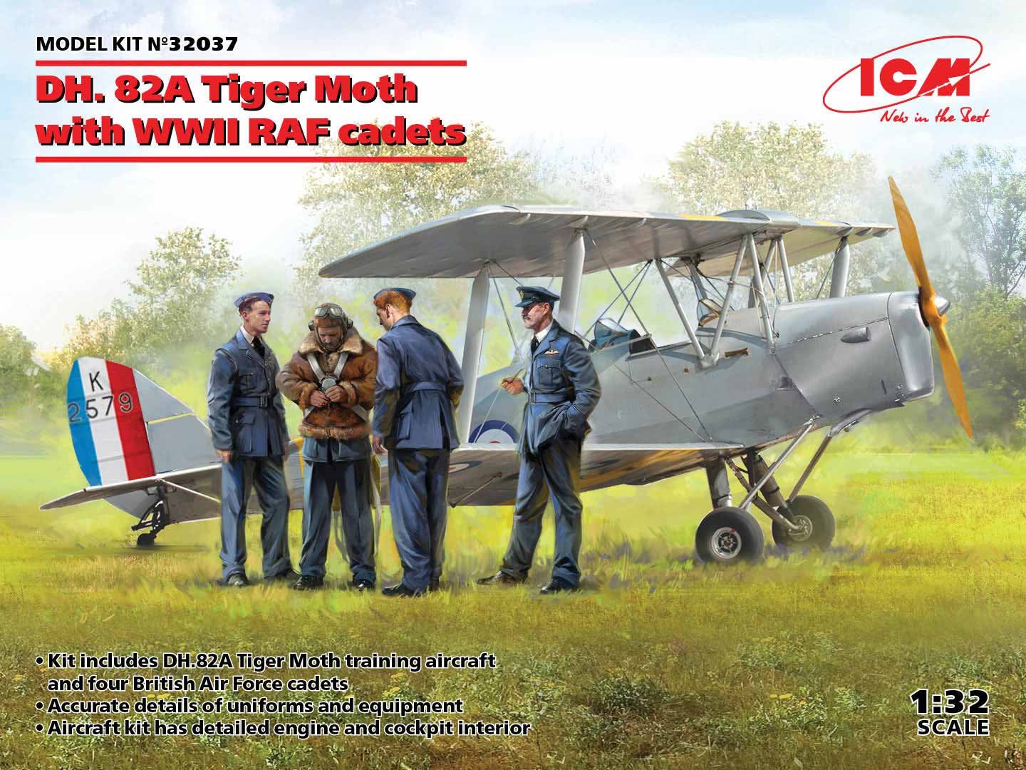ICM - Dh.82A Tiger Moth W/RAF Cadet 1:32