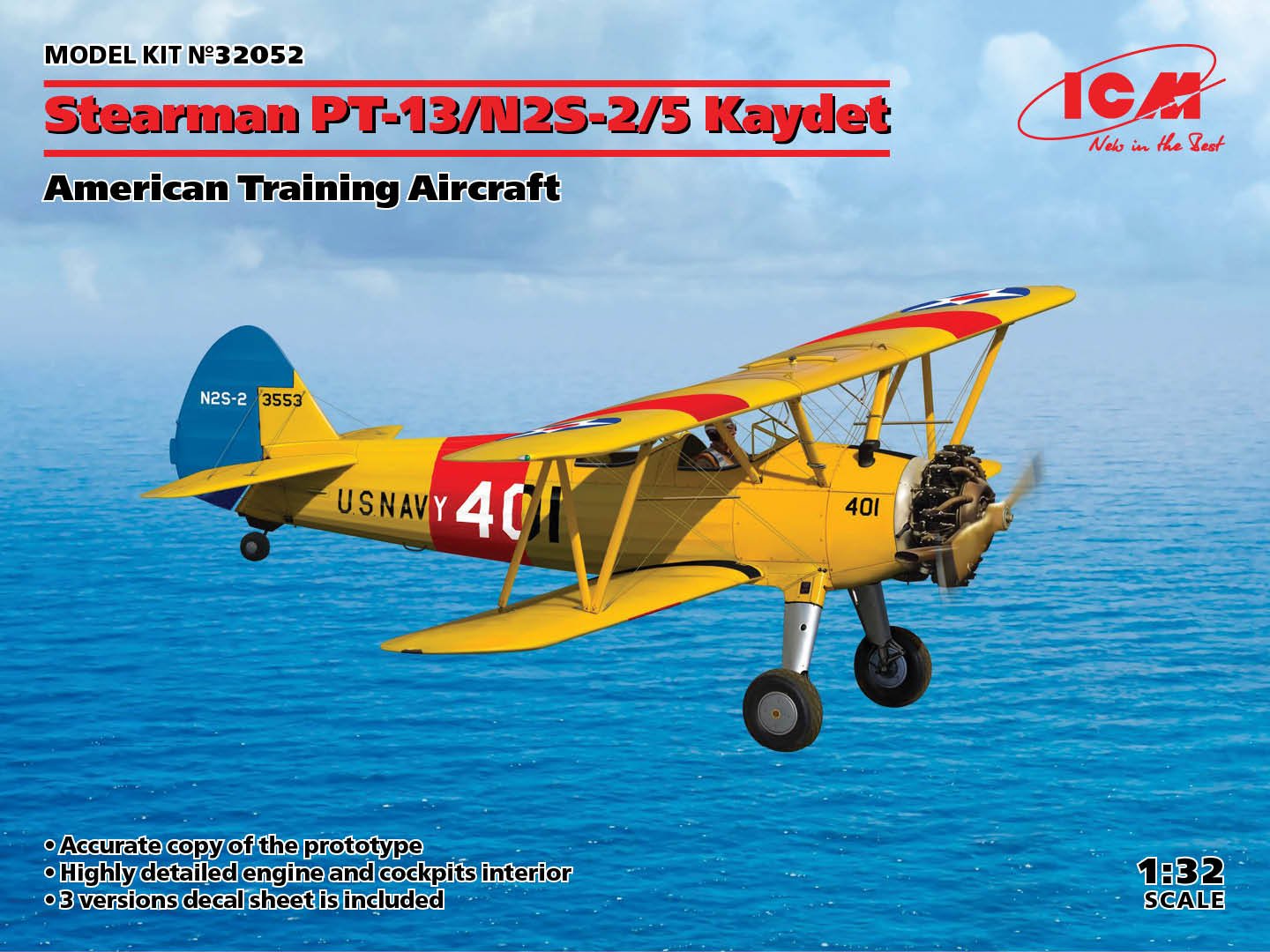 ICM - Stearman PT13/N2S2/5 Kaydet 1:32